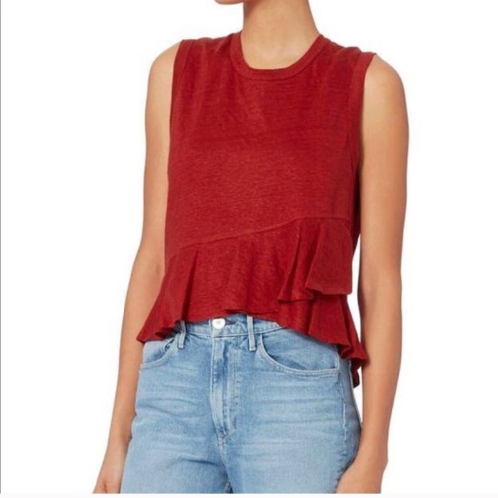 Red sleeveless blouse / top